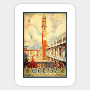 Vicenza, Italy - Vintage Travel Poster Design Sticker